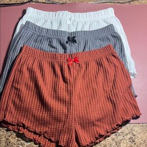 High Waist Waffle Knit Shorts - White, Gray, and Rust NWOT